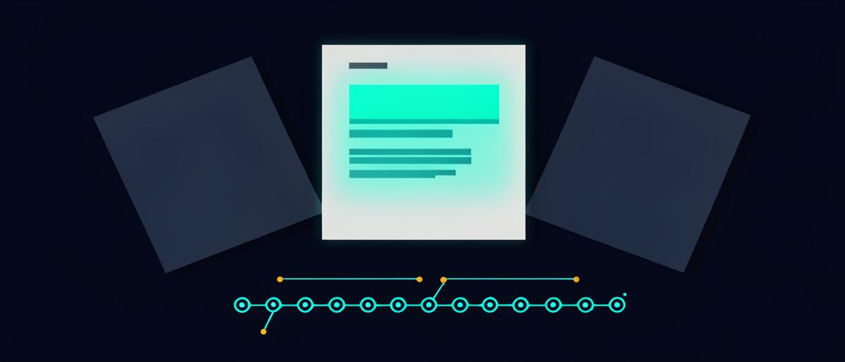 Three source documents fanned out on a dark desk, one paragraph on the top page highlighted by hand, a single row of extracted fields printed beneath them. Dark, data-forward palette matching the existing insights hero images.